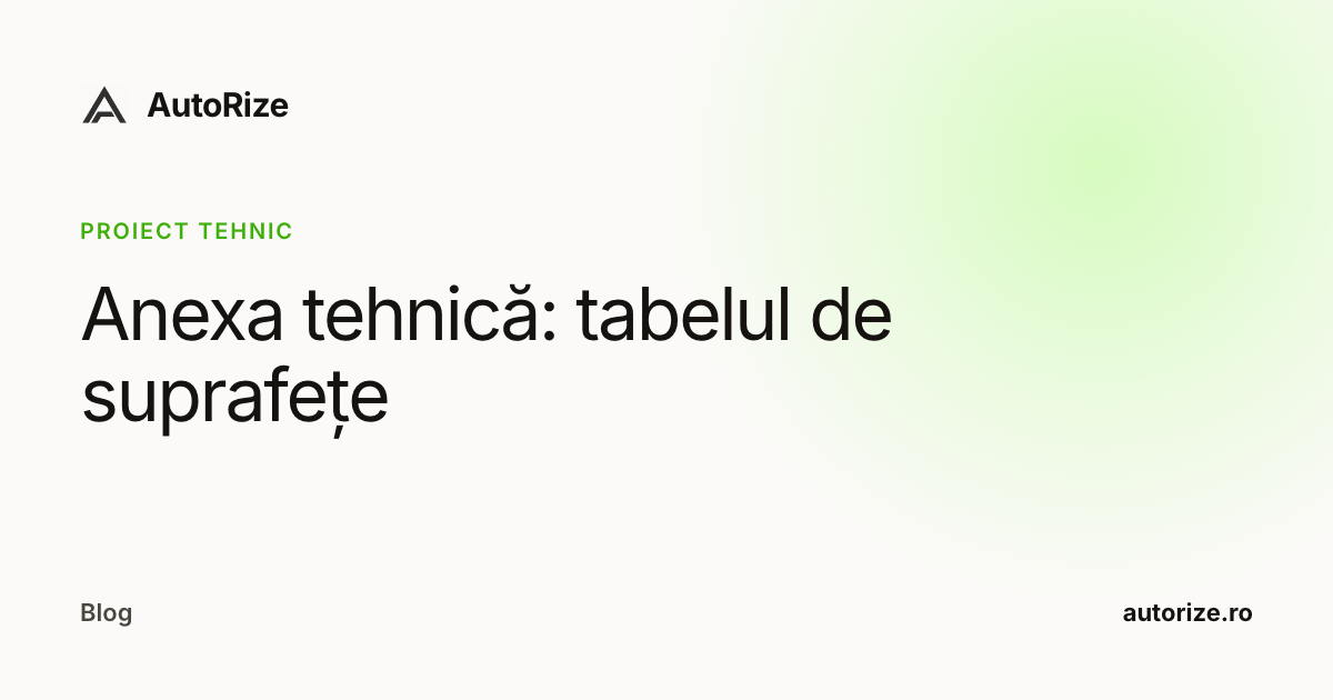 Anexa tehnică: tabelul de suprafețe