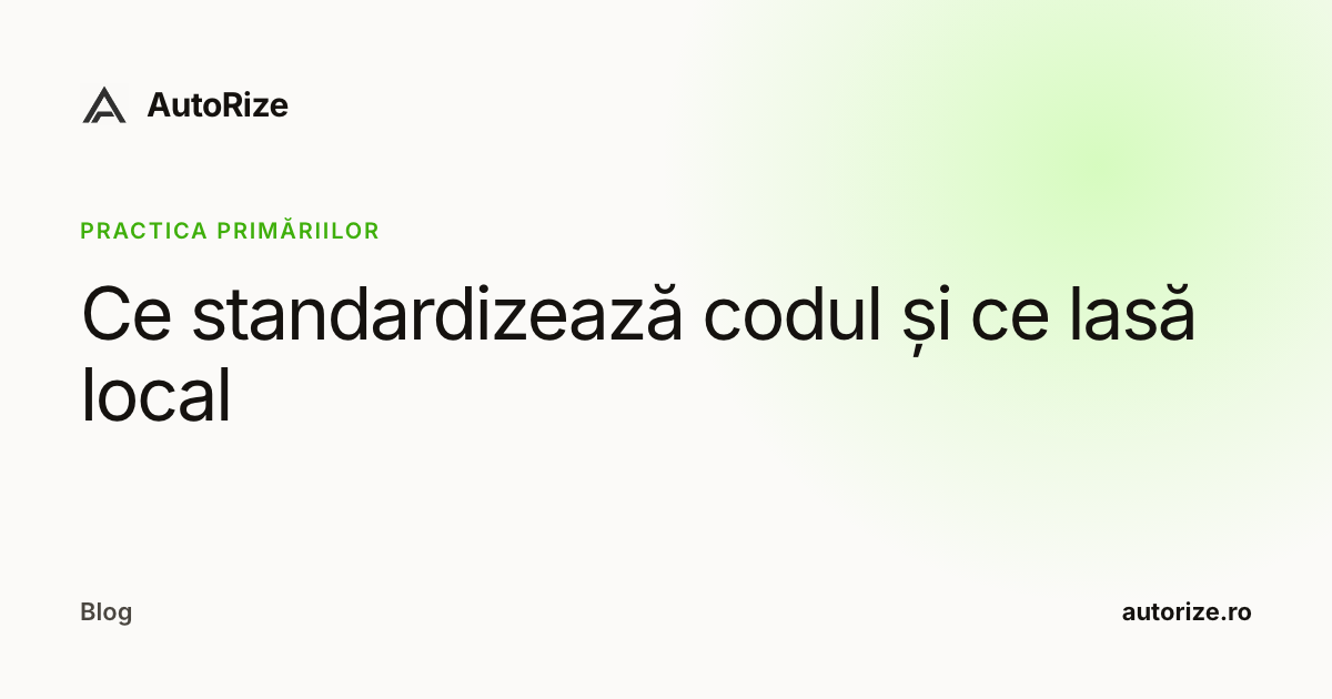 Ce standardizează codul și ce lasă local
